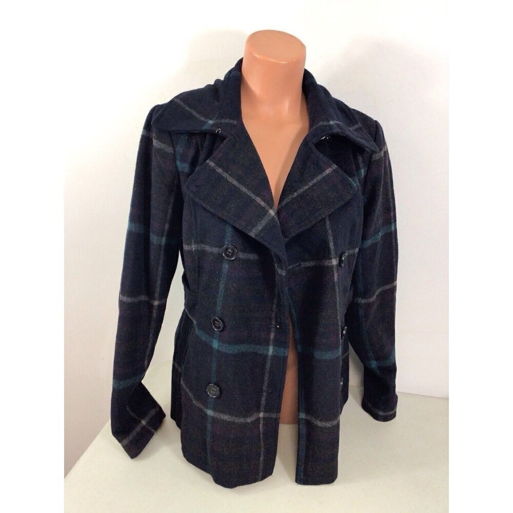 Moda International Plaid Wool Coat Womens 8